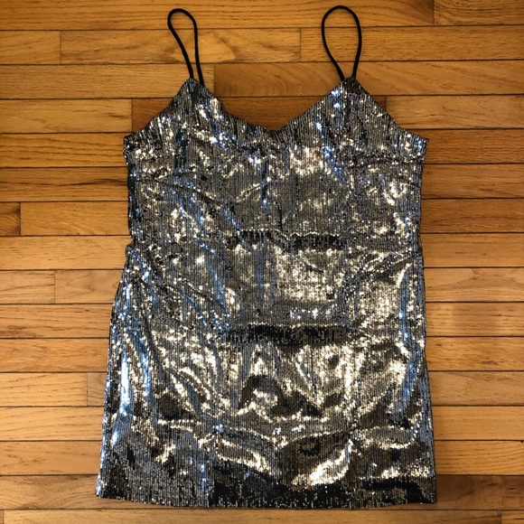 Wild Fable Junior's or Women's Silver Sequin Cocktail Party Dress Size Large - Picture 1 of 4